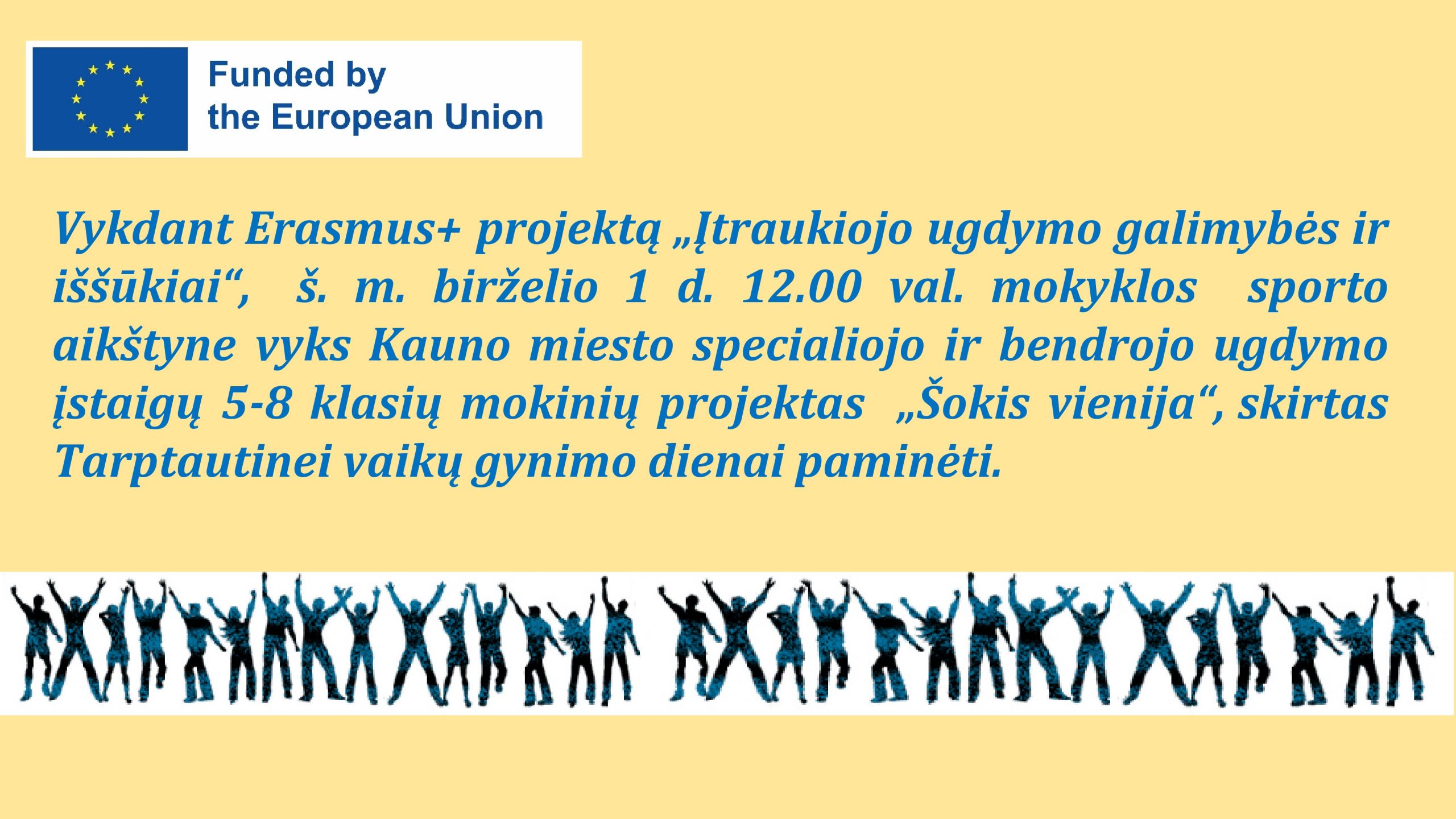 Read more about the article Projektas „Šokis vienija“ skirtas Tarptautinei vaikų gynimo dienai paminėti
