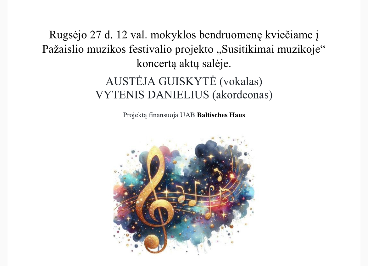 Read more about the article Pažaislio muzikos festivalio projekto „Susitikimai Muzikoje“ koncertas